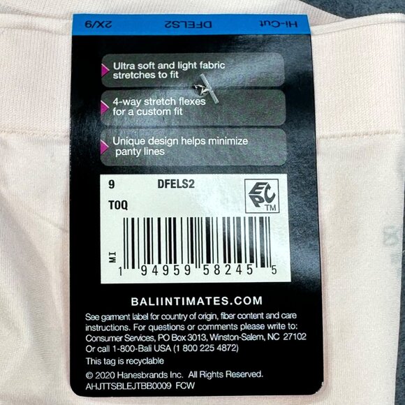 Bali Women's Size 2X 9 Panty Hi Cut Comfort Revolution Easylite Light Pink New - Picture 4 of 8